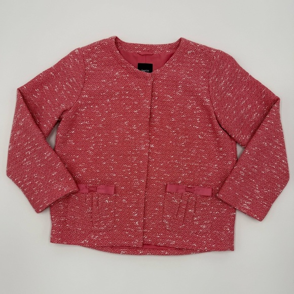 NWT Gap Kids Girls Boucle Jacket Pink White 2 Snap Closure 2 pockets Size XXL - Picture 1 of 11